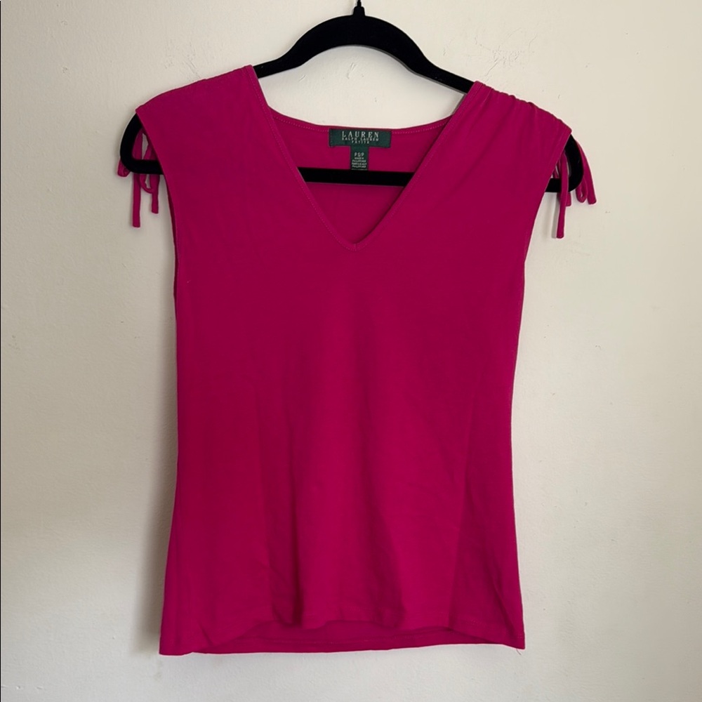 Ralph Lauren Pink Fitted Tank Top with Scoop Neck